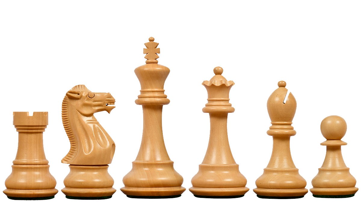 Desert Gold Staunton Series Wooden Chess Pieces in Ebonized Boxwood & Natural Boxwood - 4.0" King