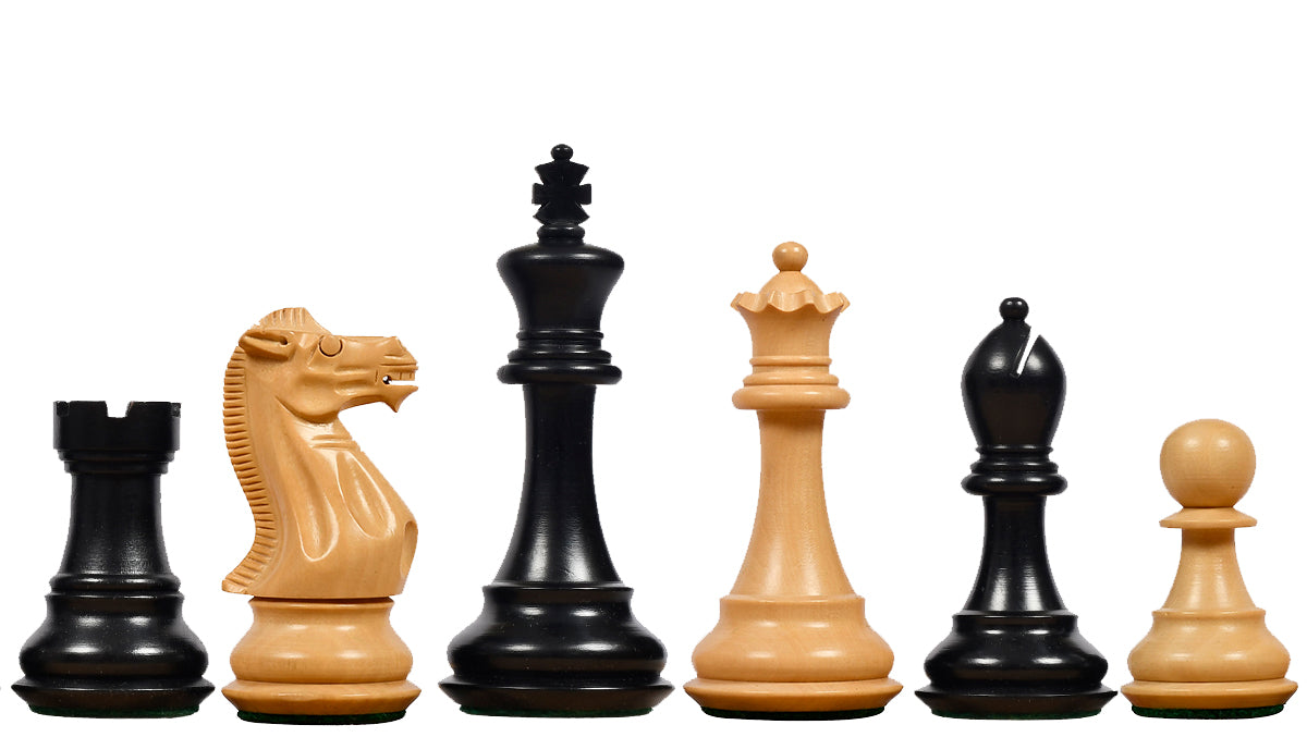 Desert Gold Staunton Series Wooden Chess Pieces in Ebonized Boxwood & Natural Boxwood - 4.0" King