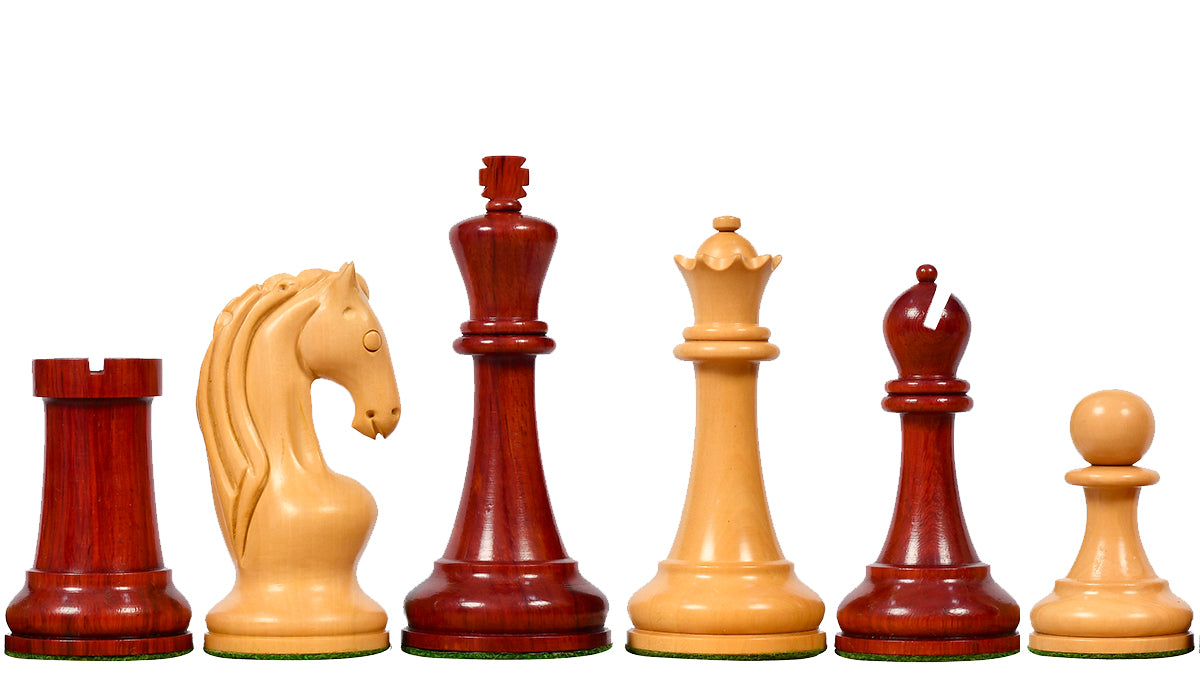 Reproduced 1963-1966 Piatigorsky Cup Chess Pieces in Bud Rosewood / Boxwood - 4.2" King