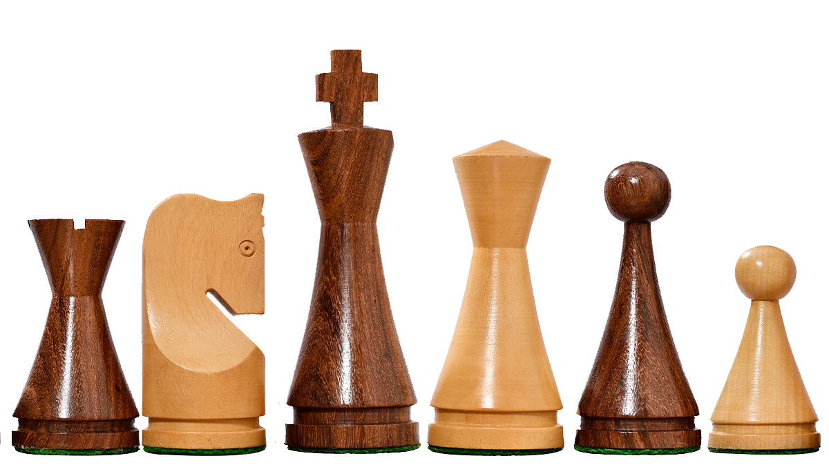 19th Century Classic Series Weighted Cone Shaped Chess Pieces in Sheesham & Box Wood - 4.09" King