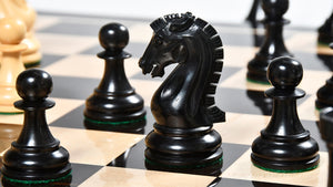 The Craftsman Knight Staunton Chess Pieces in Ebonized Wood & Boxwood - 3.9" King