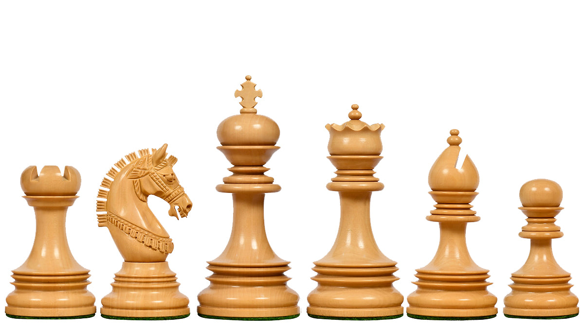 The Indian Chetak II Customized Staunton Triple Weighted Wooden Chess Pieces in Bud Rosewood & Boxwood - 4.3" King