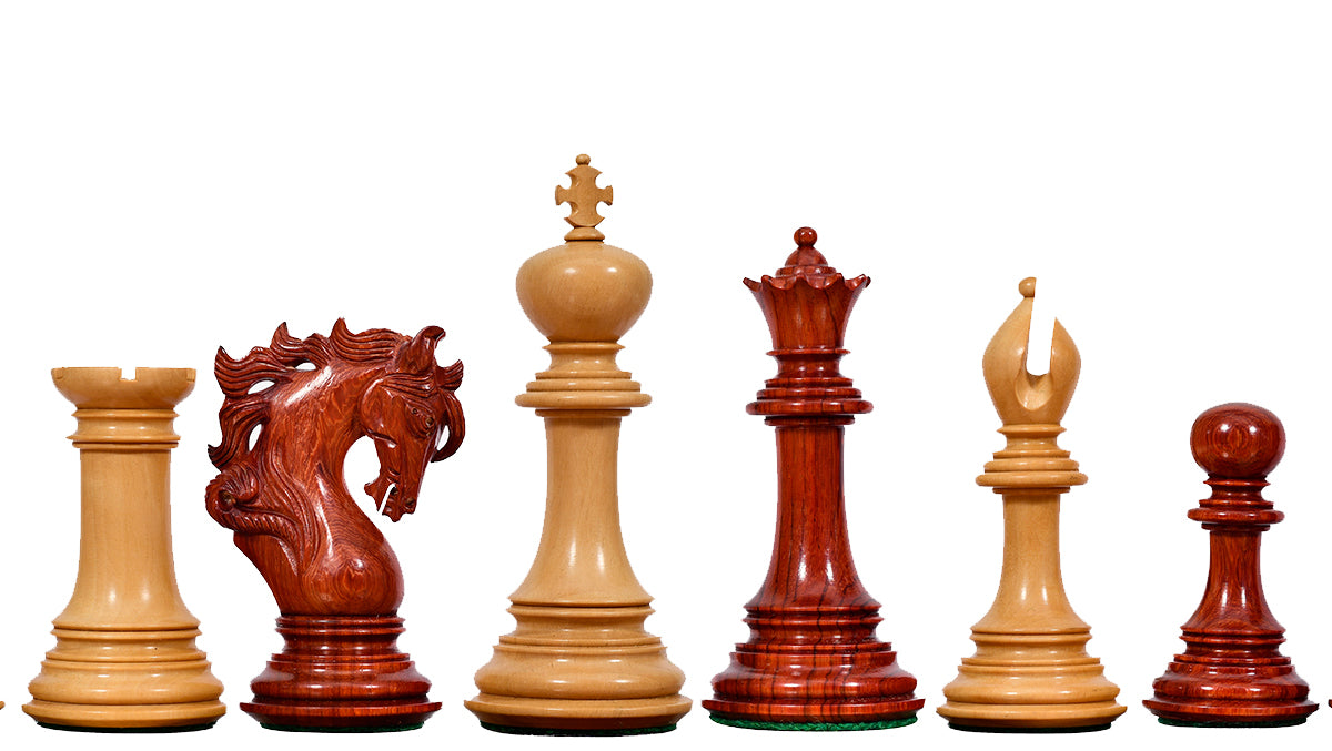 Viking Series Triple Weighted Staunton Luxury Chess Pieces – Handcrafted Bud Rosewood & Boxwood - 4.4” King