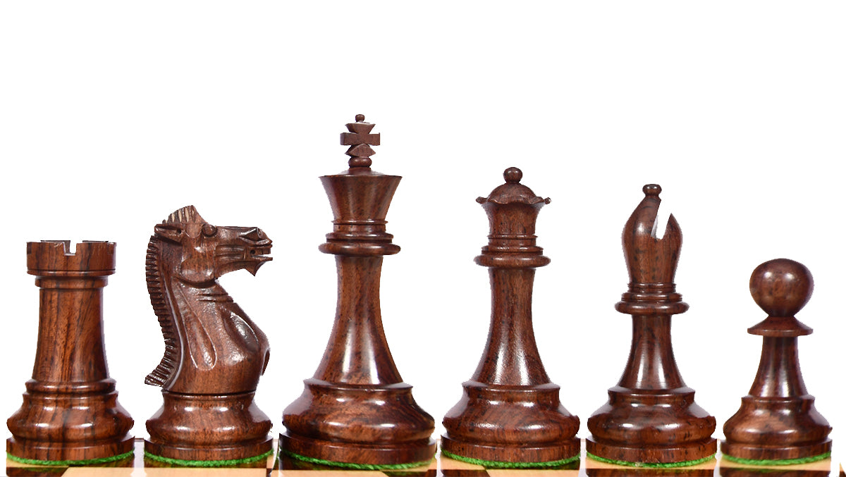 Prestige Staunton Series Weighted Chess Pieces in Anjan Wood & Box Wood - 4.0" King