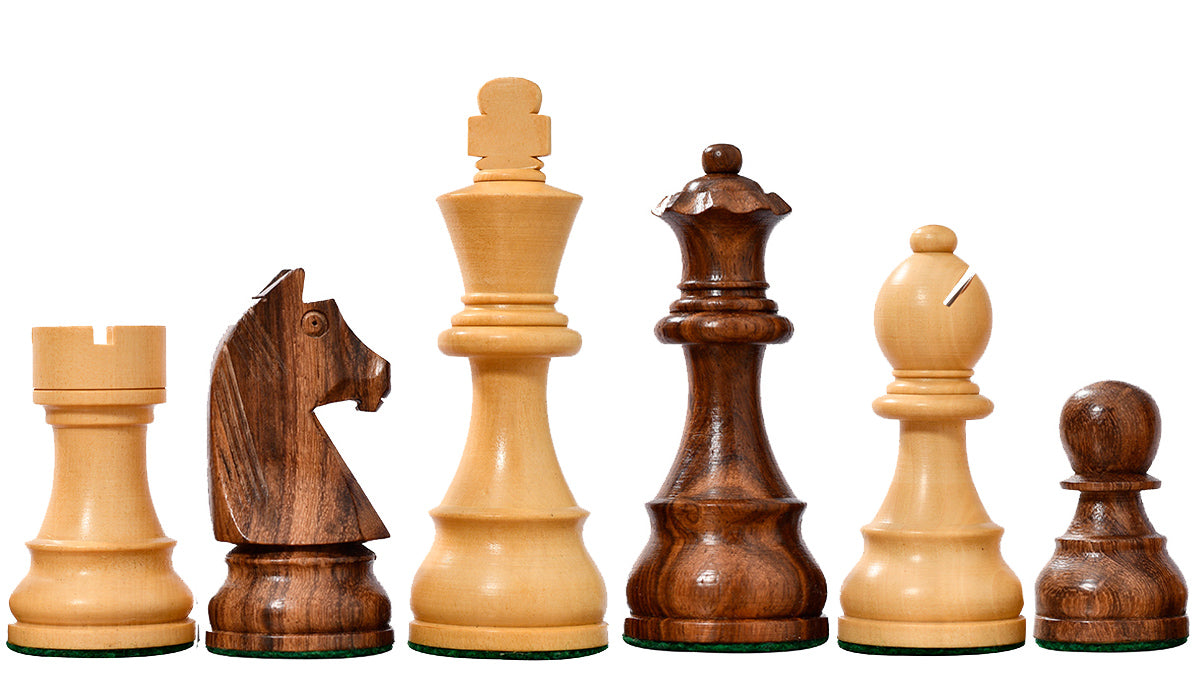 The Queen's Gambit" Inspired Tournament Series Chess Pieces in Sheesham Wood - 3.75" King