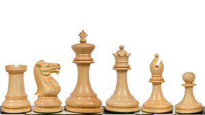 Reproduced 1880s-90s Circa Lasker Staunton Pattern Antique Chess Pieces in Ebony / Boxwood with King Side Stamping - 3.75" King