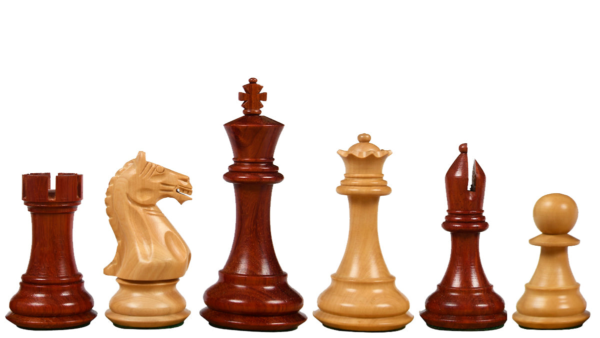 Fierce Knight (The Queen's Gambit) Staunton Series Chess Pieces in Bud Rosewood & Box Wood - 4.0" King