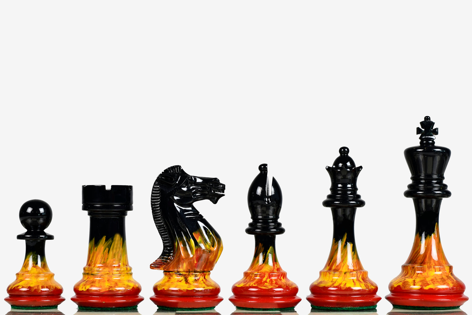 Flame & Frost Painted Staunton Weighted Chess Pieces 4.0" Extra Queens