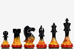 Flame & Frost Painted Staunton Weighted Chess Pieces 4.0" Extra Queens