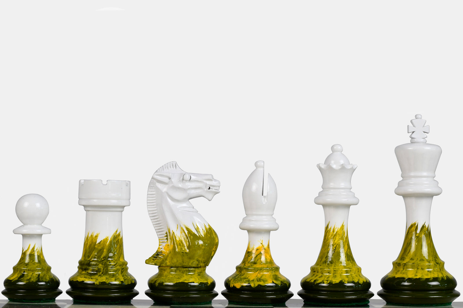 Flame & Frost Painted Staunton Weighted Chess Pieces 4.0" Extra Queens