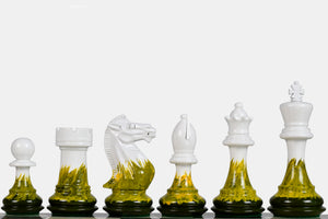 Flame & Frost Painted Staunton Weighted Chess Pieces 4.0" Extra Queens
