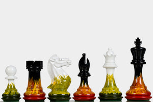 Flame & Frost Painted Staunton Weighted Chess Pieces 4.0" Extra Queens